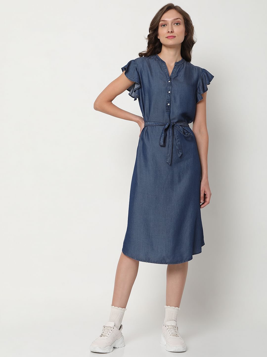 Blue Denim Midi Dress