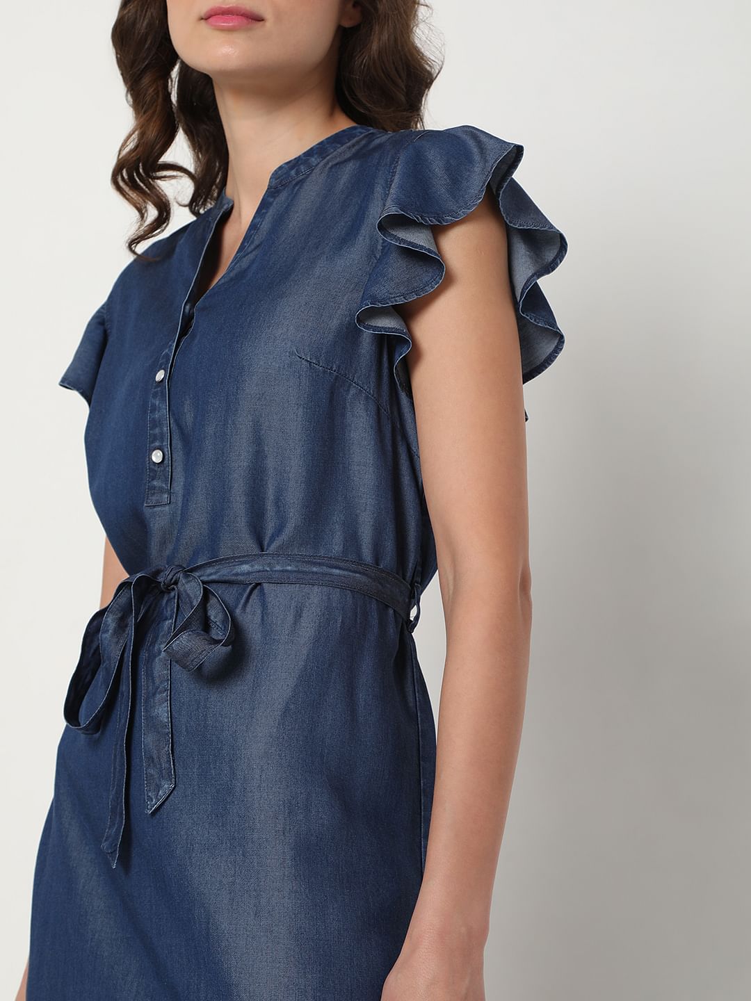 Blue Denim Midi Dress