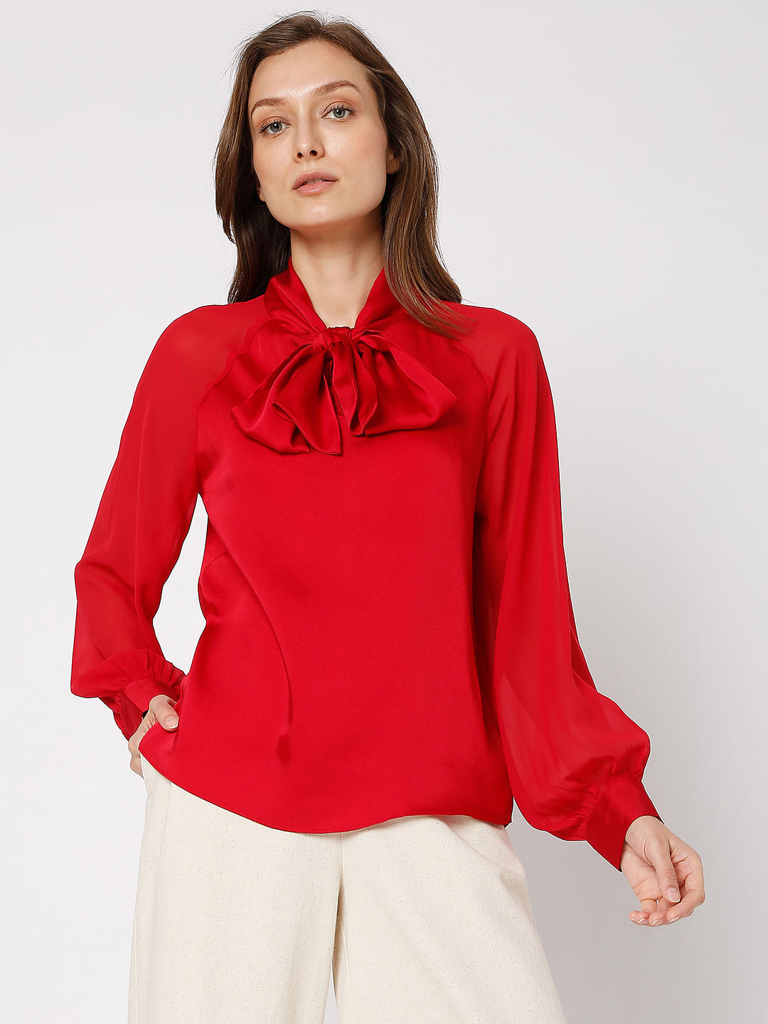 Red Front Tie-Up Top