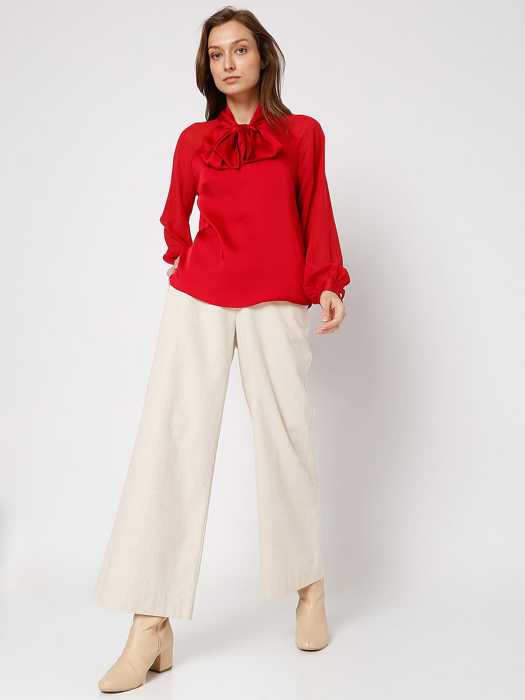 Red Front Tie-Up Top