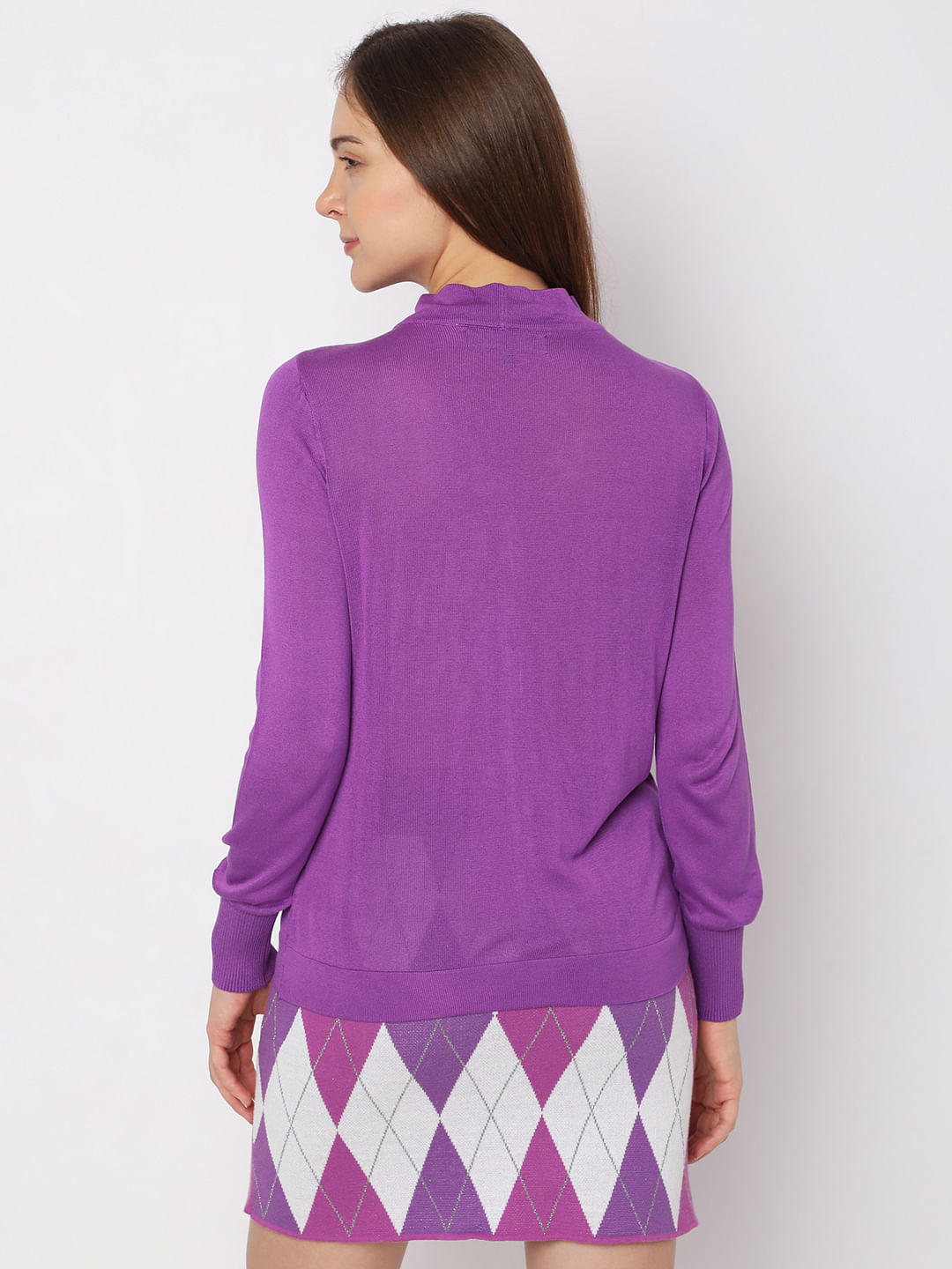 Purple Tie-Up Knit Top