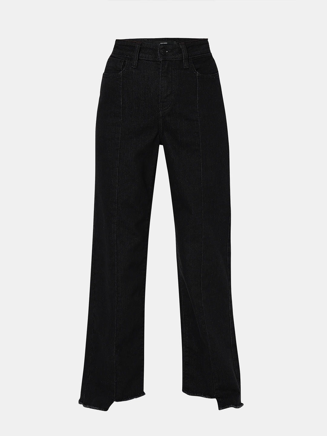Black Raw Edge Jade Straight Fit Jeans