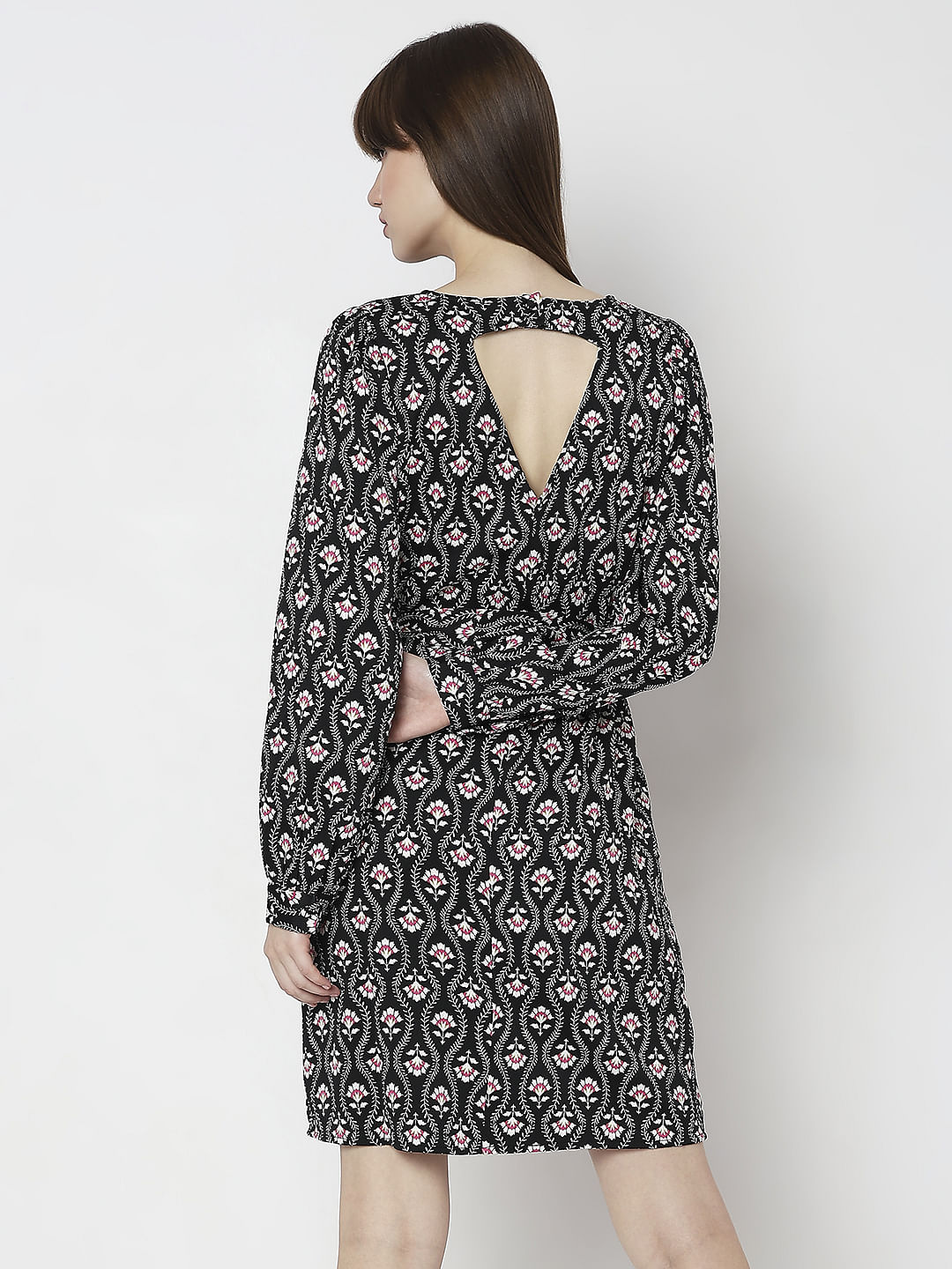 Black Floral Print Dress