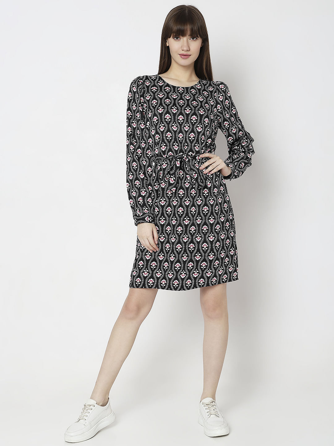 Black Floral Print Dress