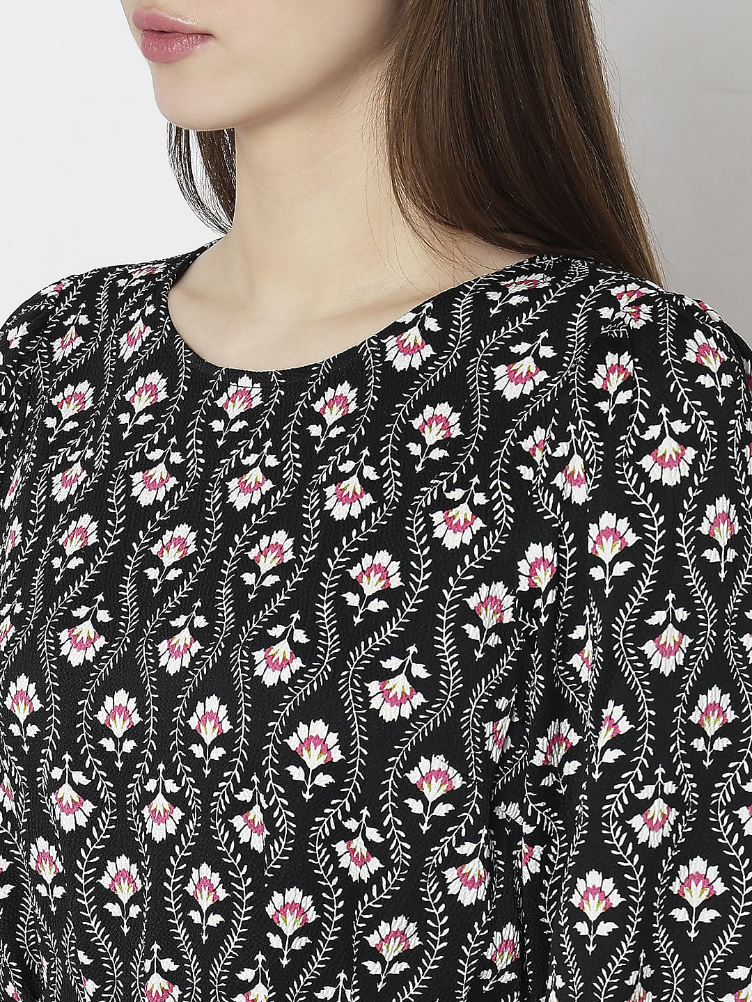 Black Floral Print Dress