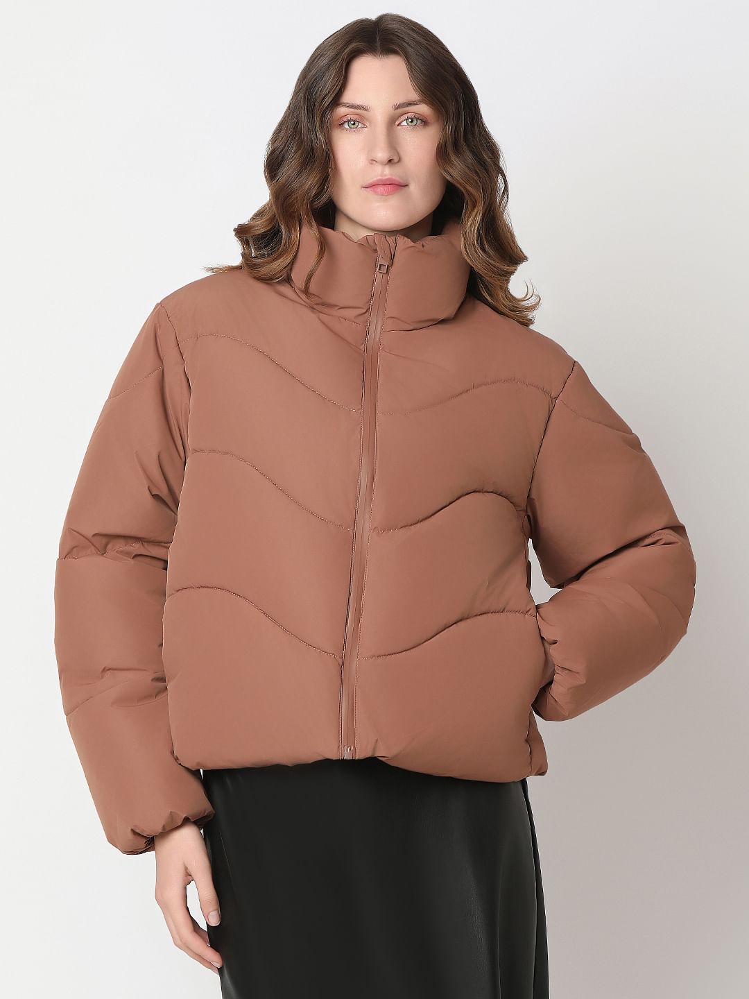 Brown Short Puffer Jacket