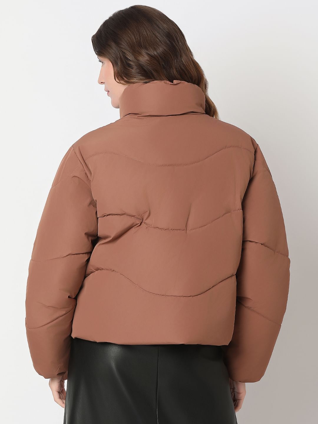 Brown Short Puffer Jacket