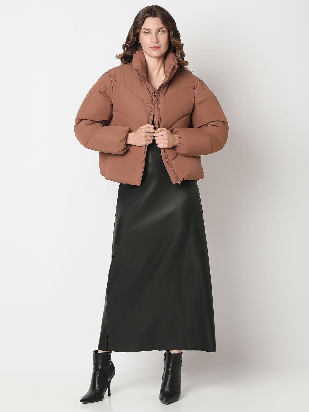 Brown Short Puffer Jacket