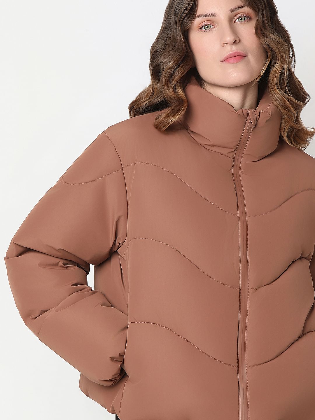 Brown Short Puffer Jacket