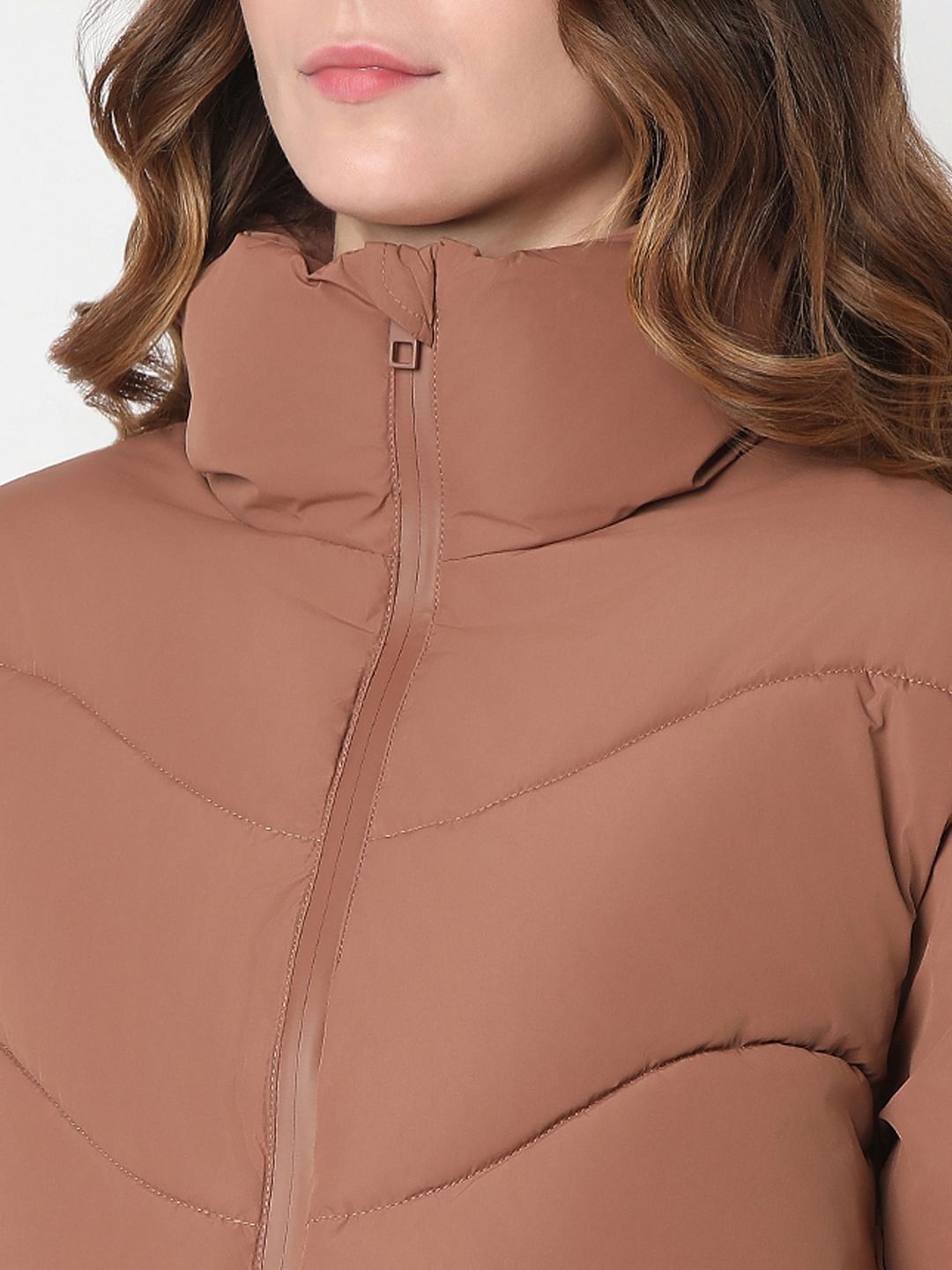Brown Short Puffer Jacket