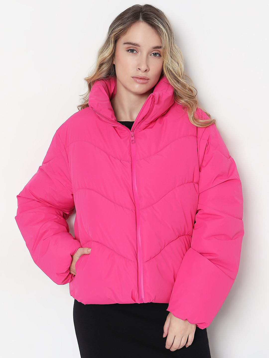 Magenta Pink Puffer Jacket
