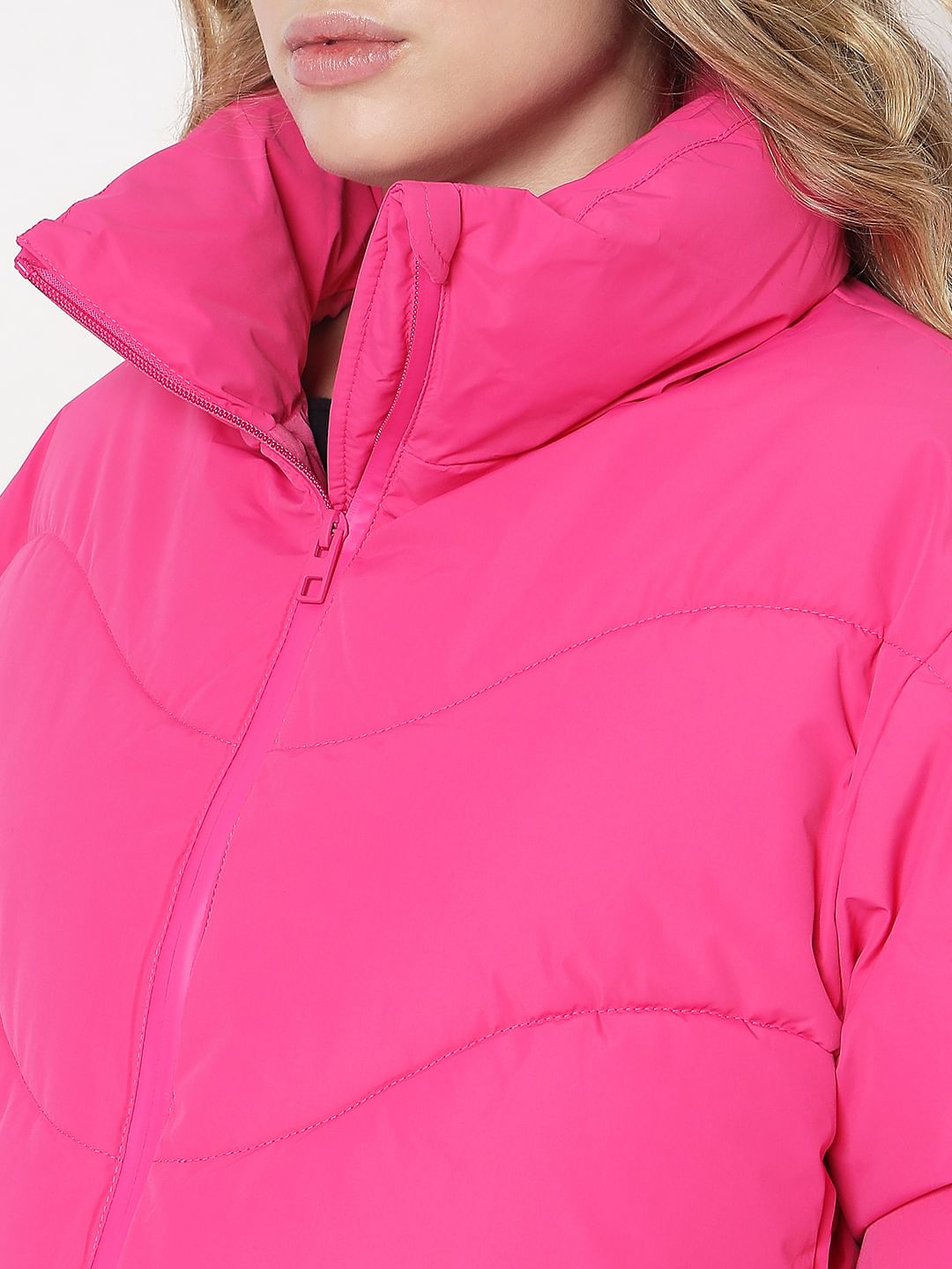Magenta Pink Puffer Jacket