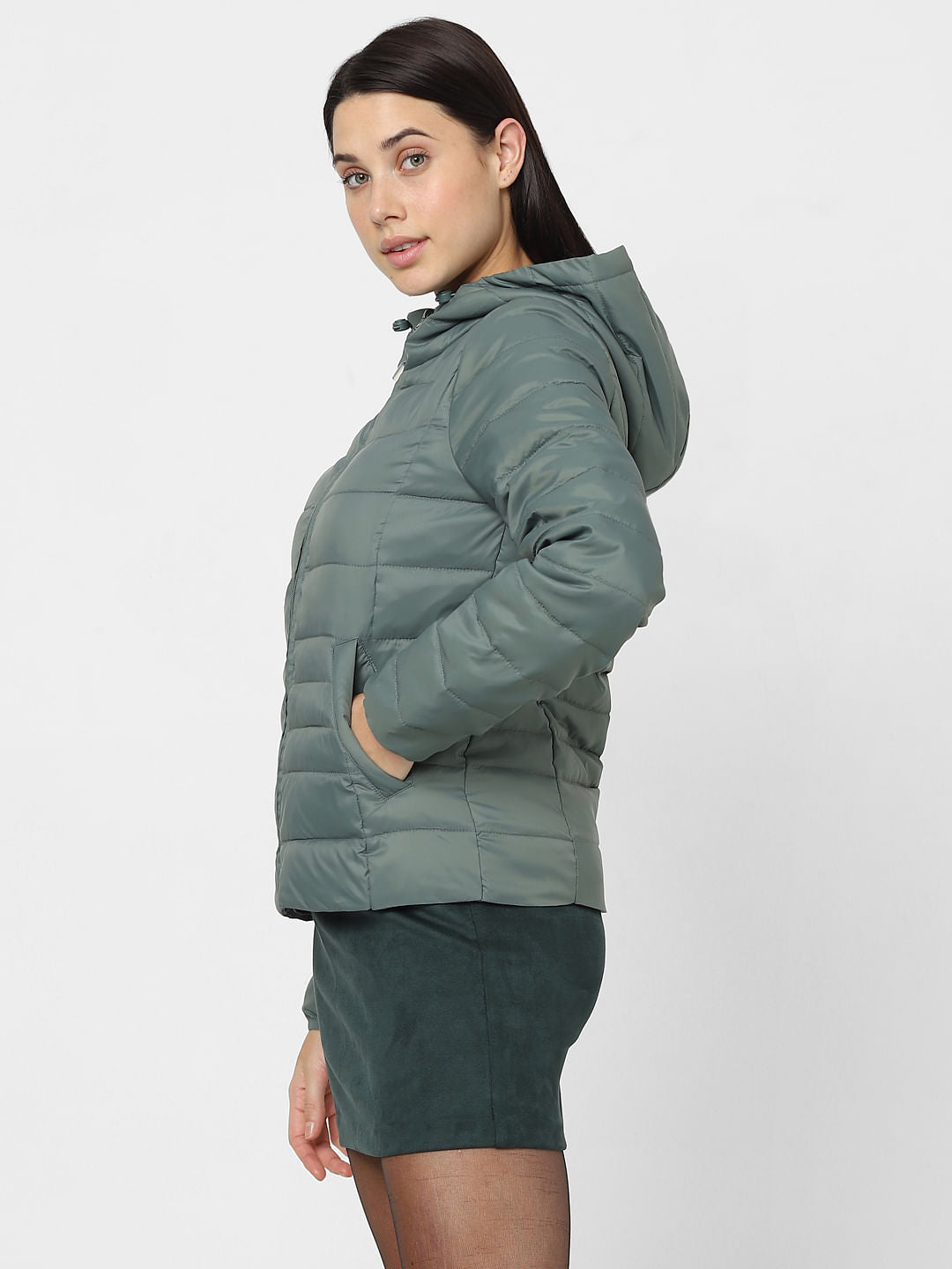 Teal Hooded Puffer Jacket