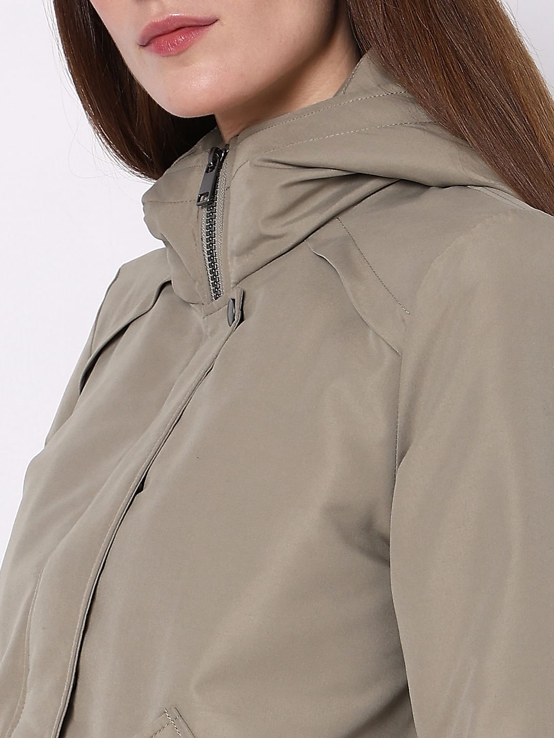 Green Padded Short Parka Jacket