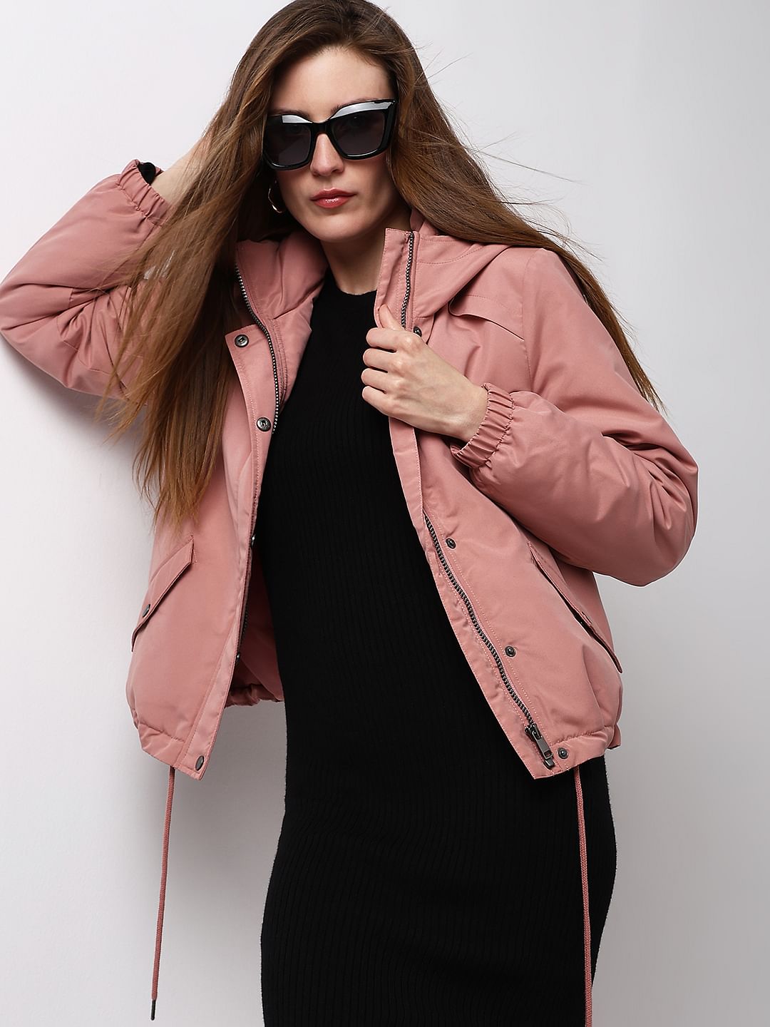 Dusty Pink Padded Short Parka Jacket