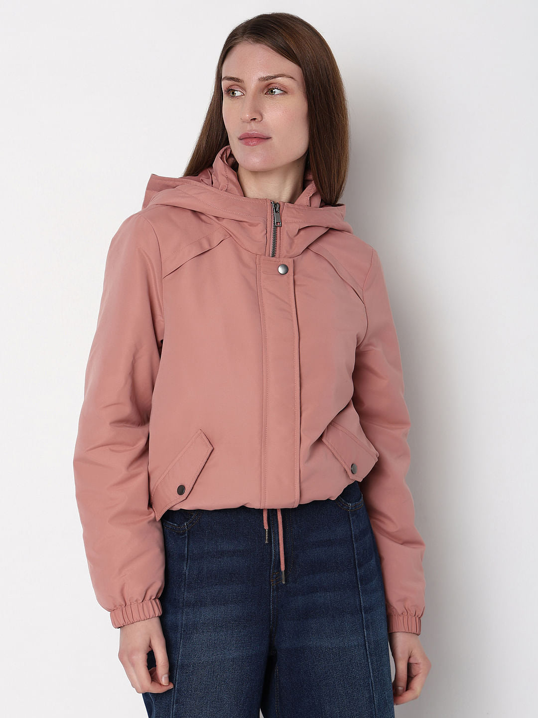 Dusty Pink Padded Short Parka Jacket