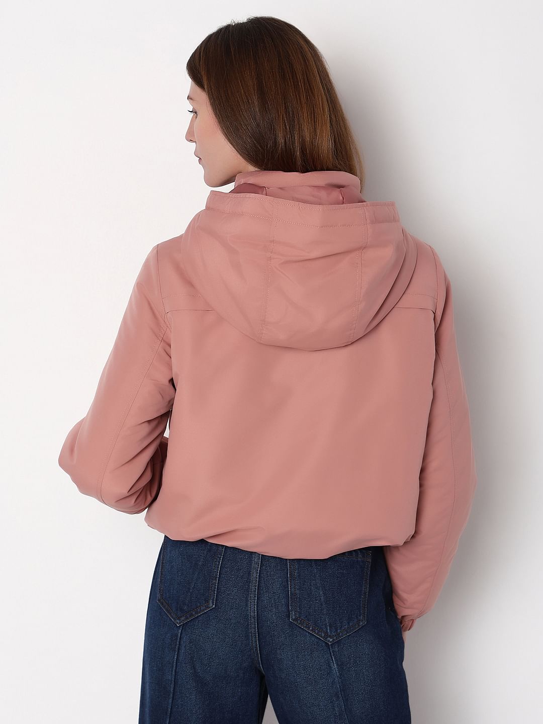 Dusty Pink Padded Short Parka Jacket