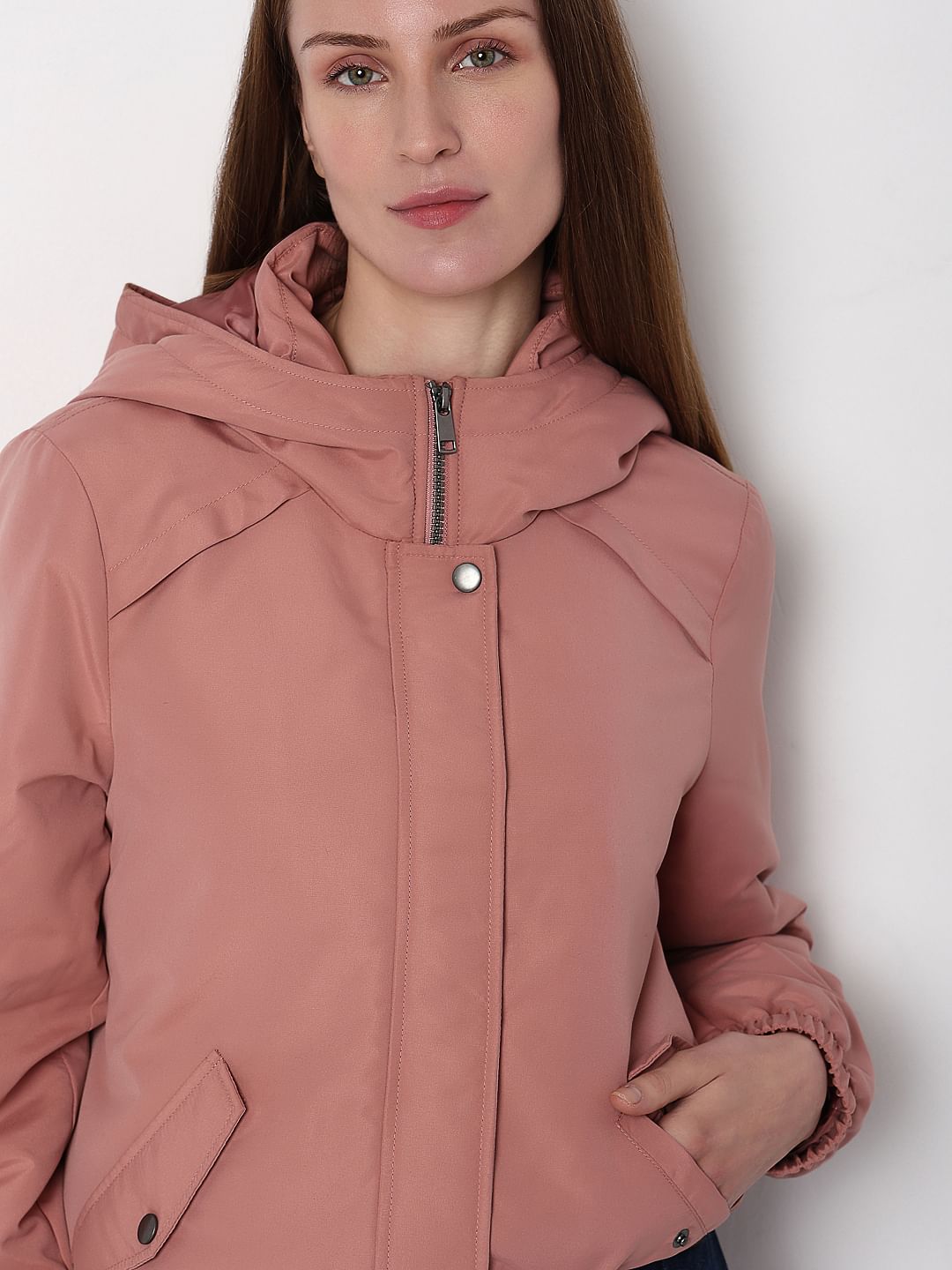 Dusty Pink Padded Short Parka Jacket