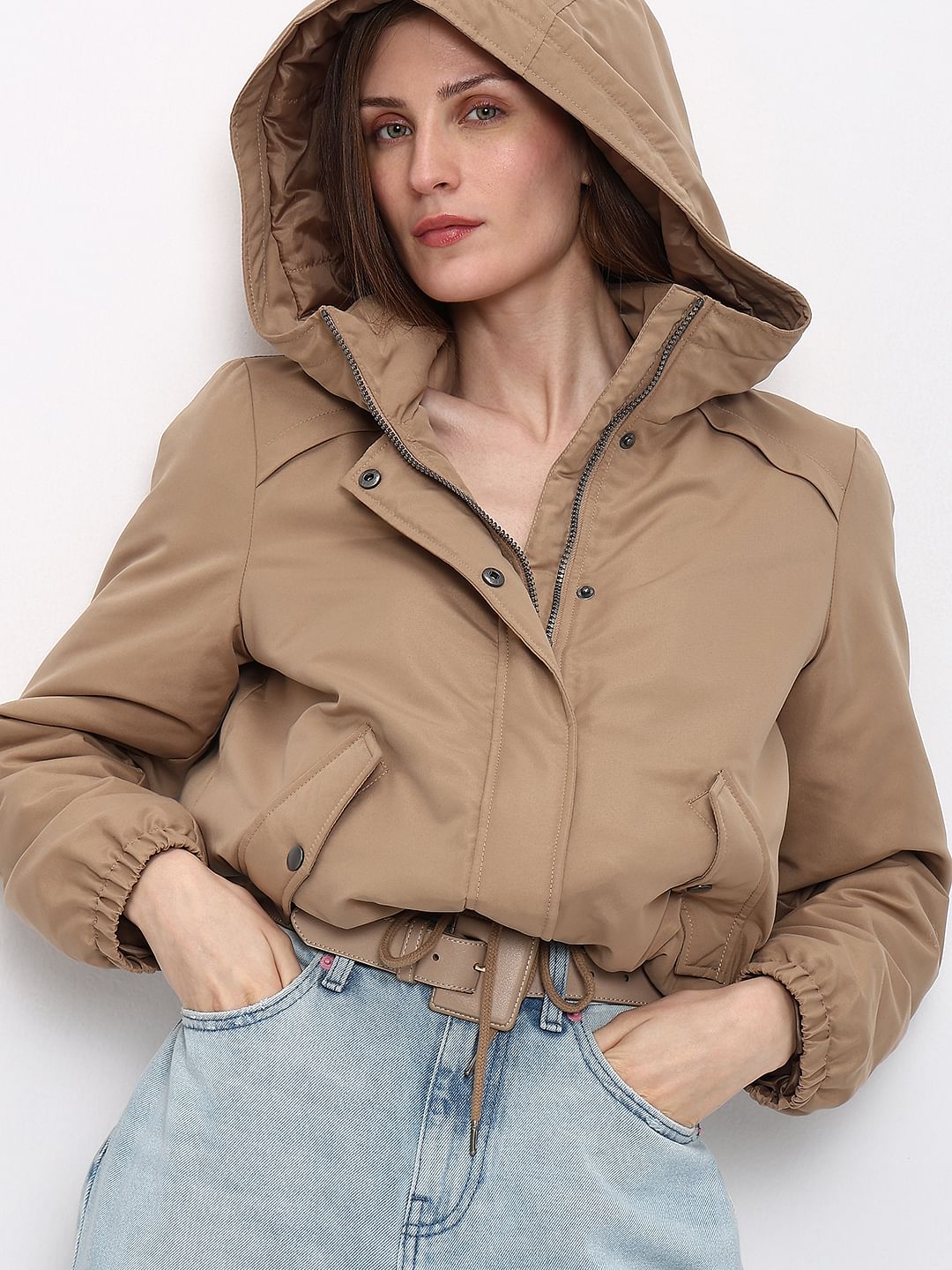 Brown Padded Short Parka Jacket