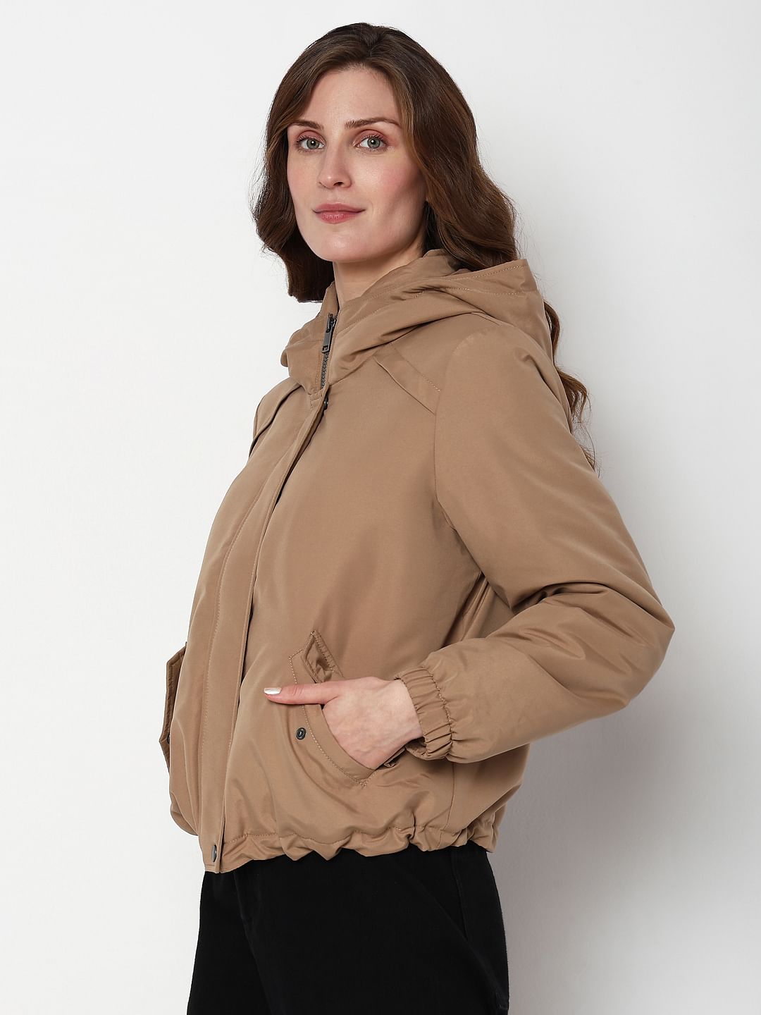 Brown Padded Short Parka Jacket
