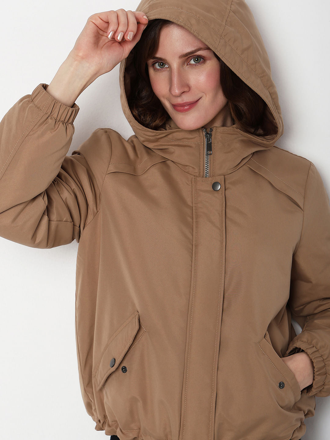 Brown Padded Short Parka Jacket