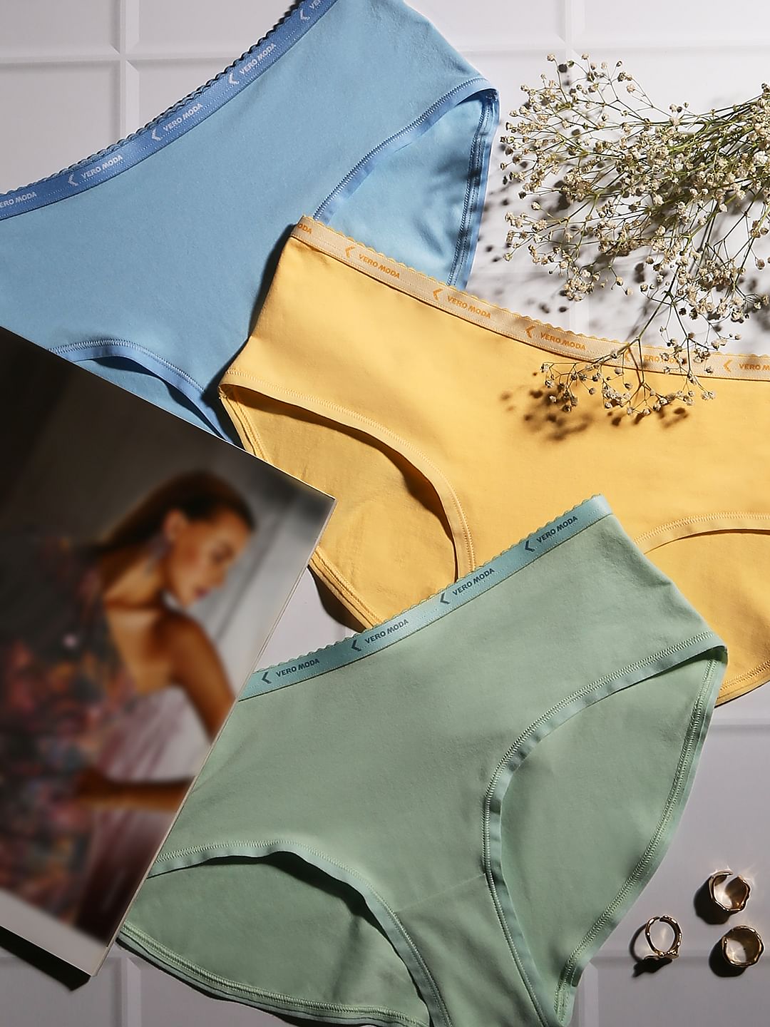 Intimates Pack Of 3 Hipster Briefs - Blue, Yellow, Green