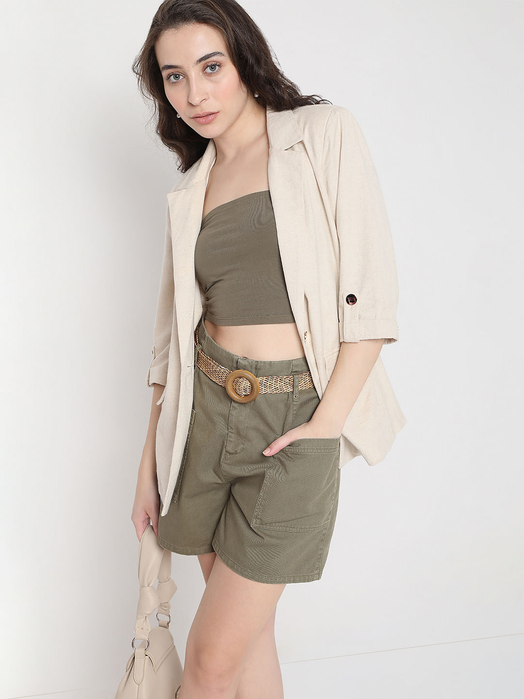 Green High Rise Shorts