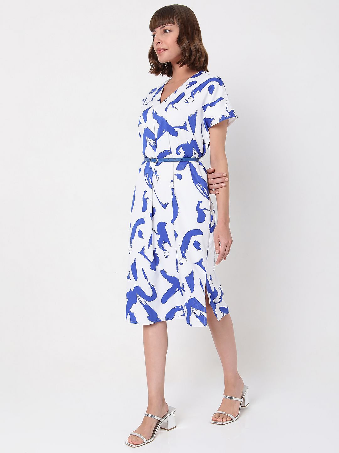 White Printed Shift Dress