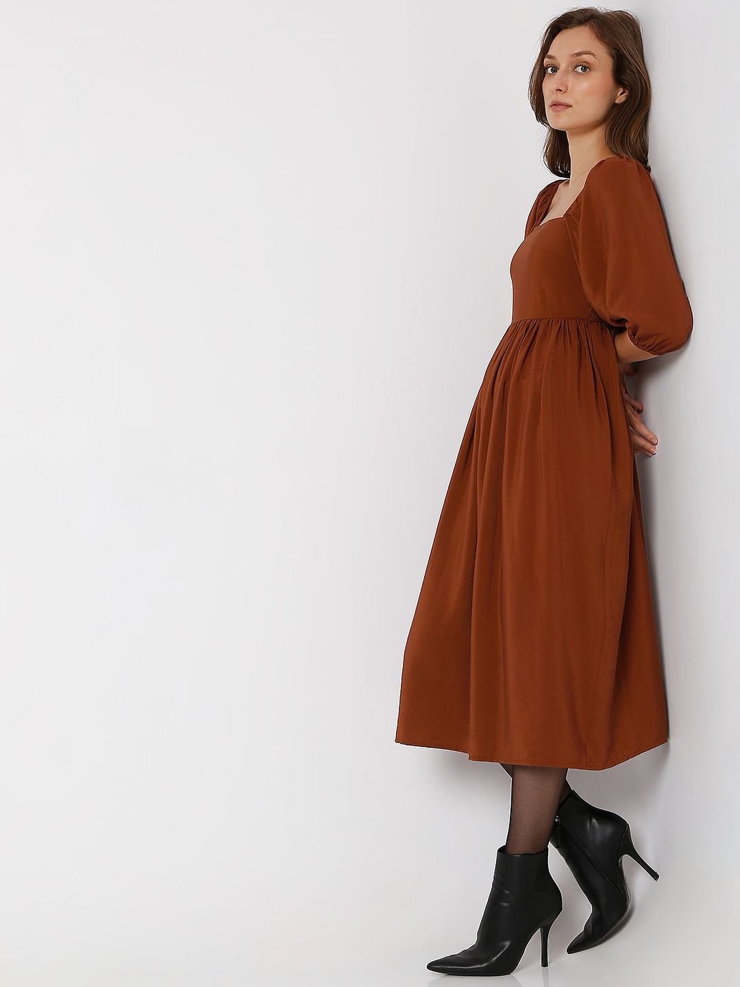 Dark Brown Midi Dress