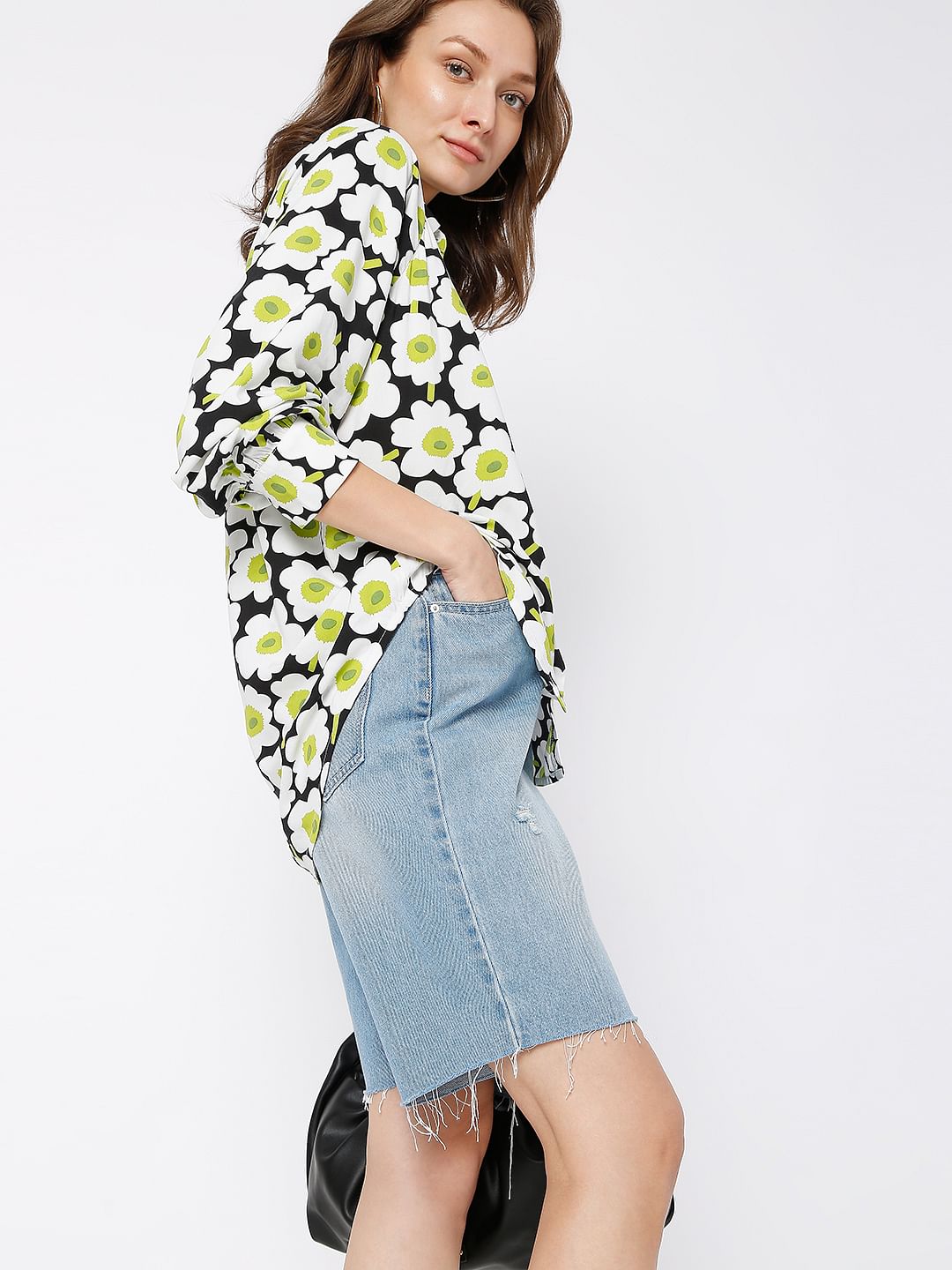 White Floral Print Shirt