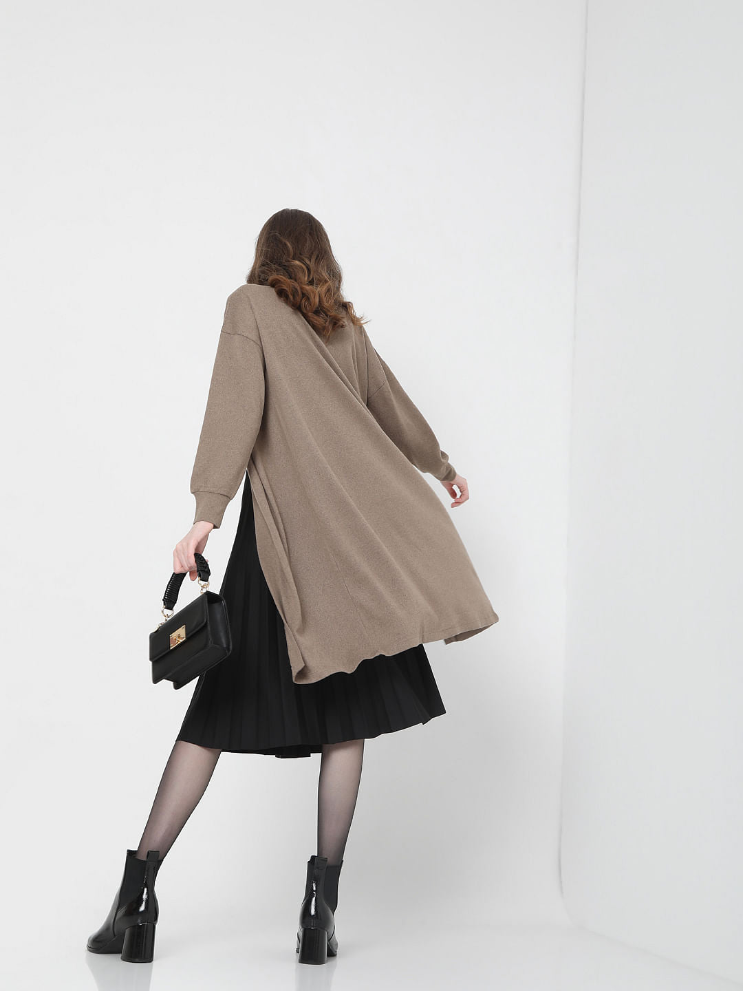 Brown Front Open Long Cardigan