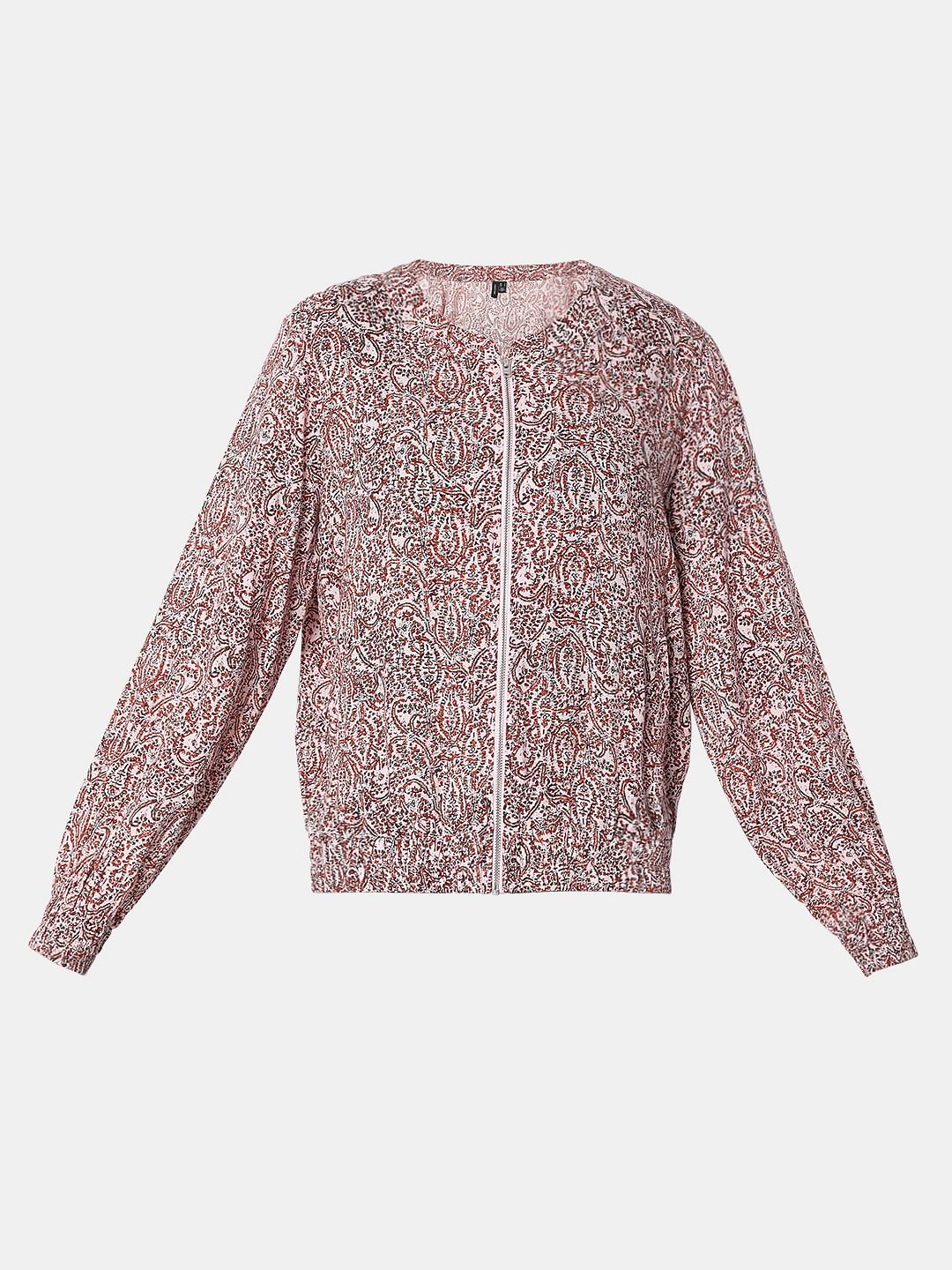 Pink Abstract Print Co-Ord Bomber Jacket