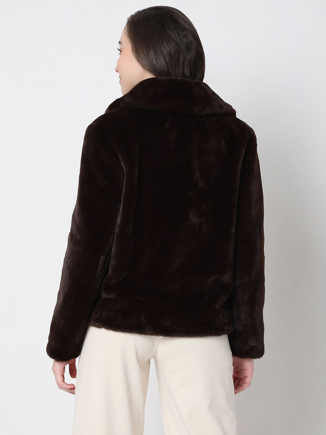 Dark Brown Faux Fur Jacket