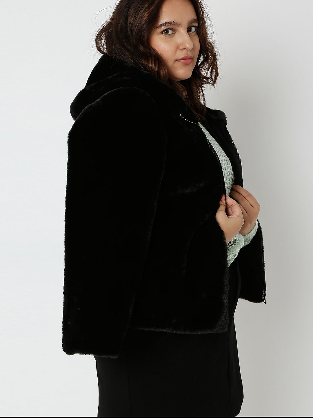 Curve Black Faux Fur Jacket