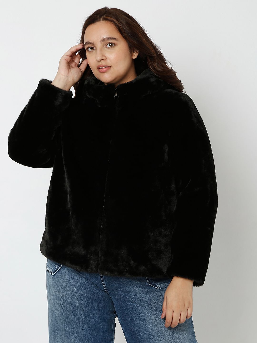Curve Black Faux Fur Jacket