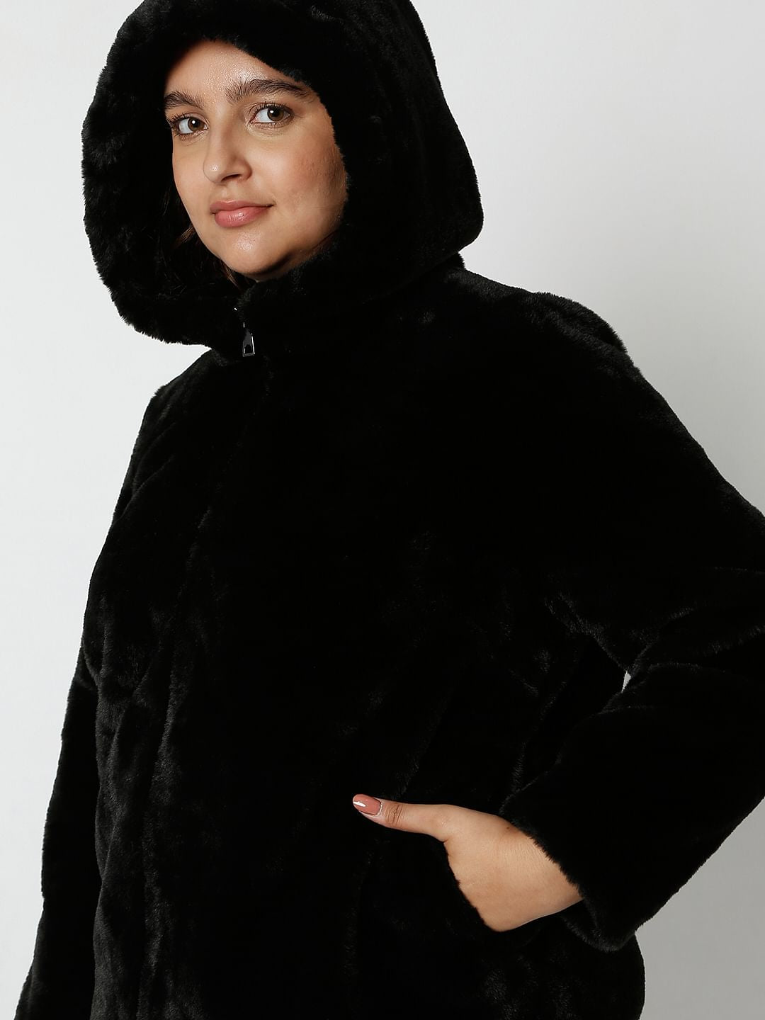 Curve Black Faux Fur Jacket
