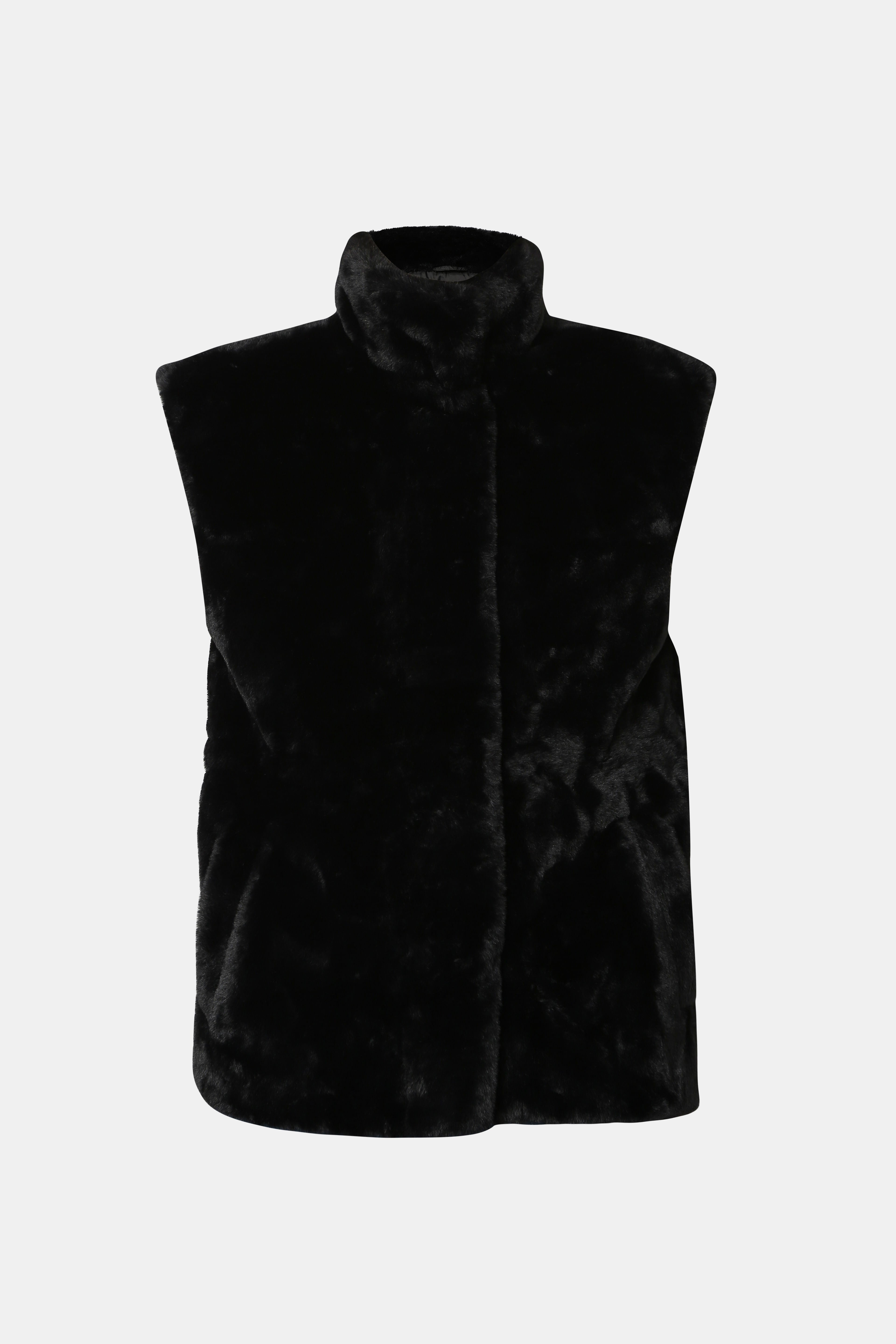 Black Faux Fur Waistcoat