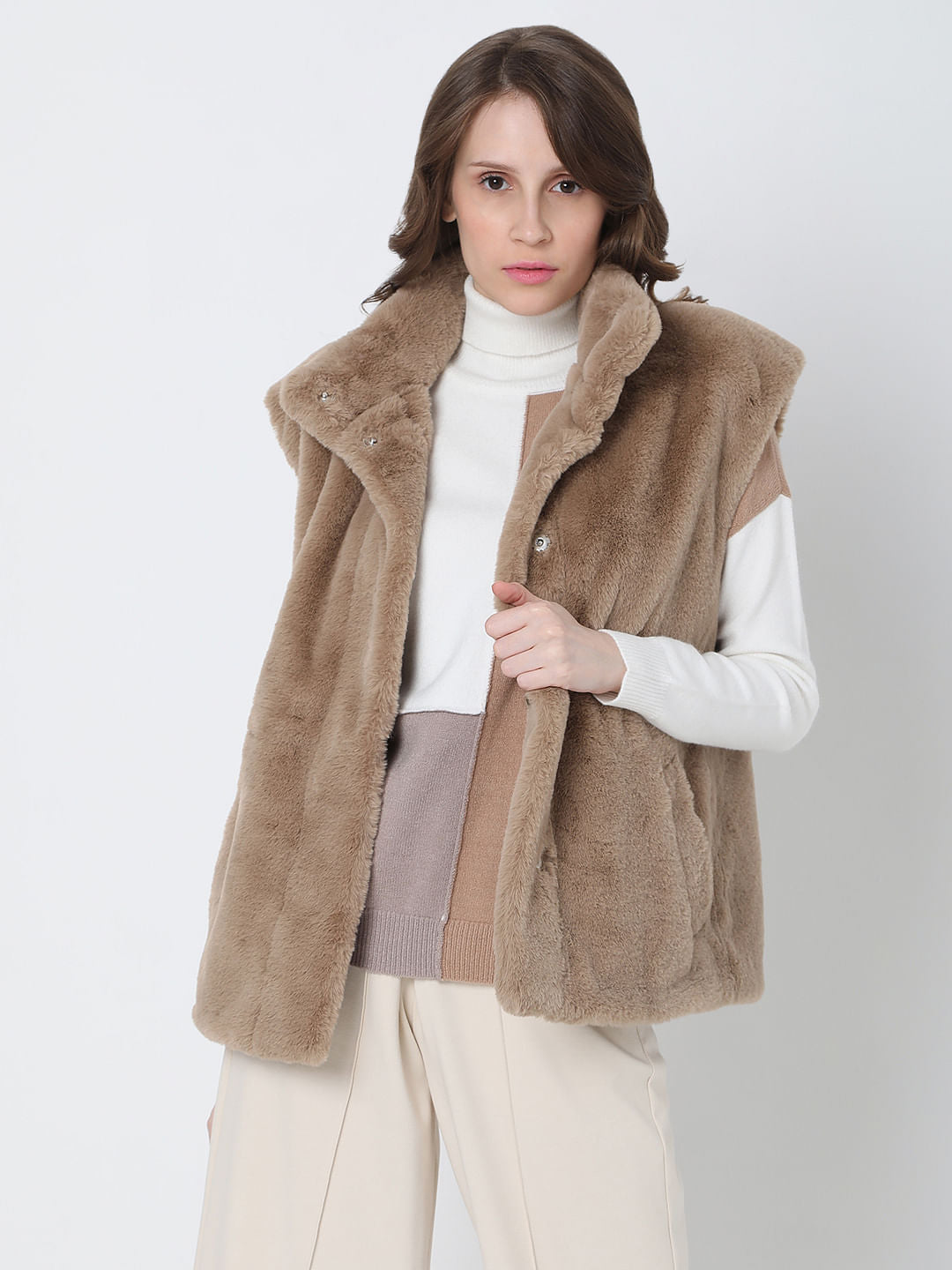 Beige Faux Fur Teddy Coat