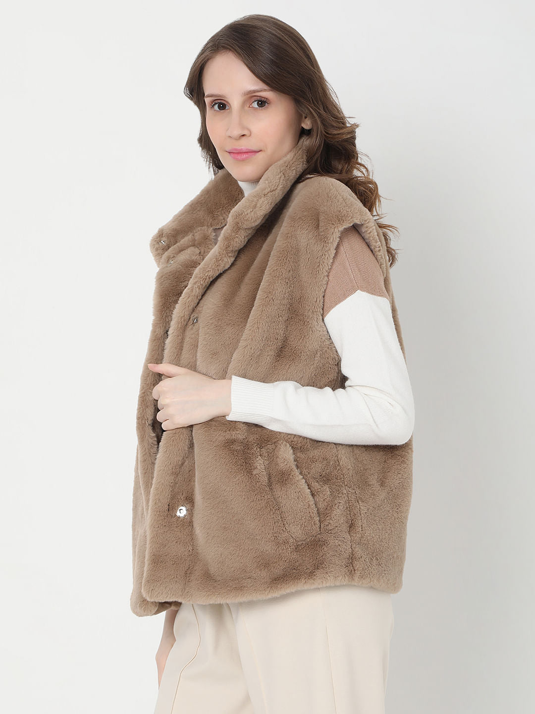 Beige Faux Fur Teddy Coat