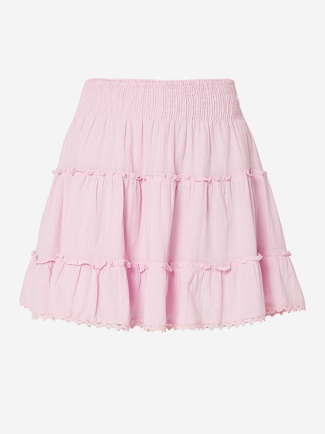 Pink High Rise Frill Mini Co-Ord Set Skirt