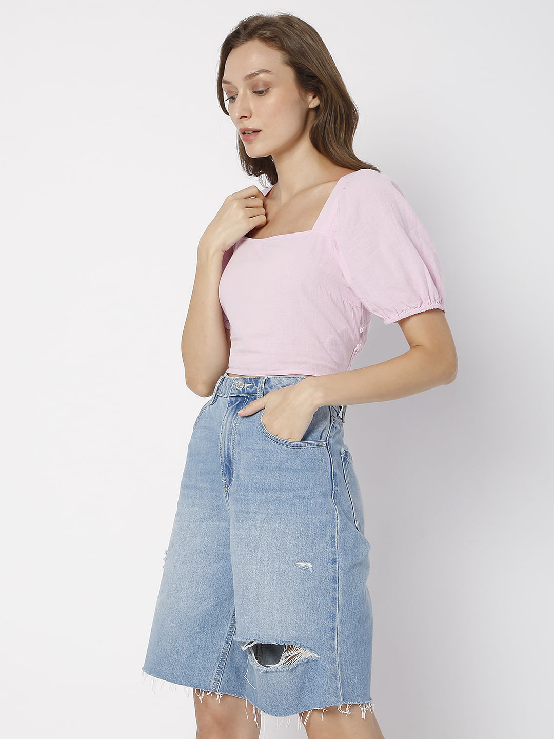 Pink Crop Co-Ord Set Top