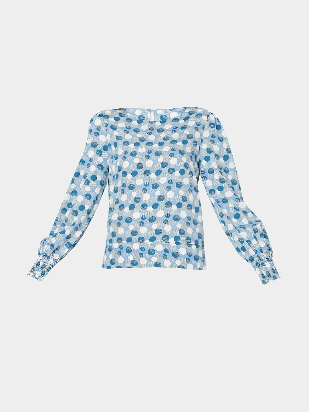 Blue Polka Dot Print Top