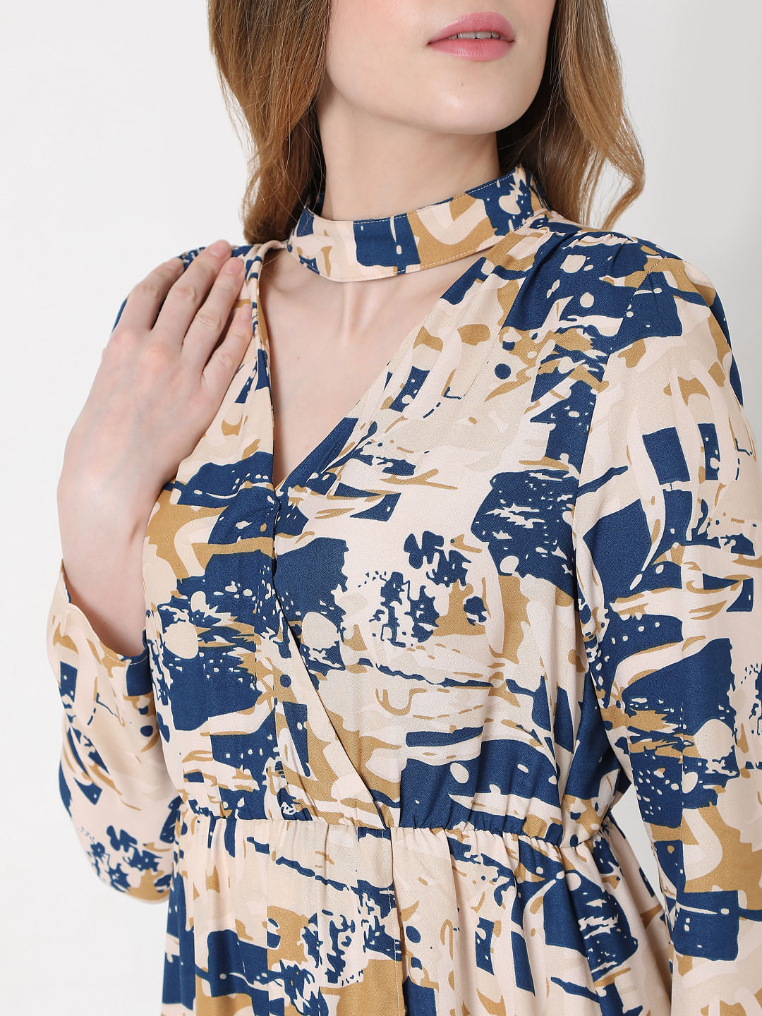 Blue Abstract Print Dress