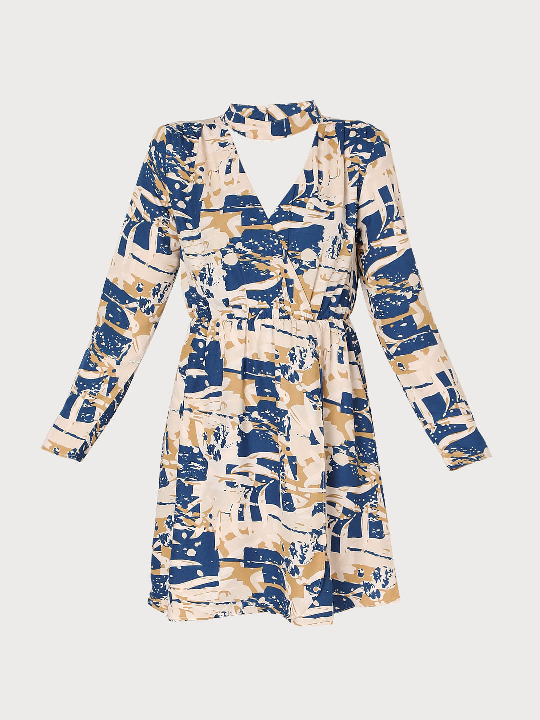 Blue Abstract Print Dress