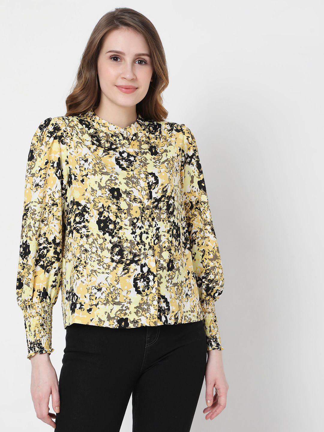 Yellow Abstract Print Top