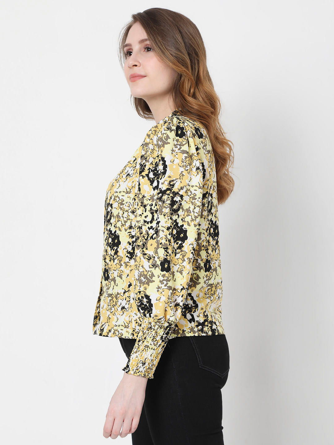 Yellow Abstract Print Top