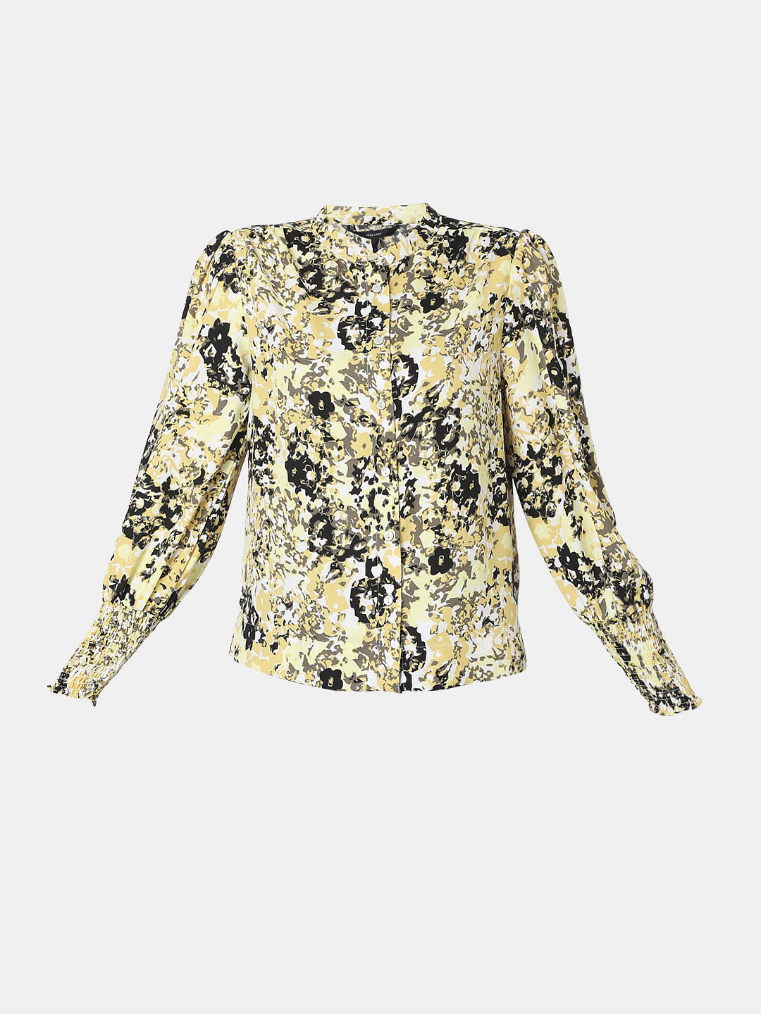 Yellow Abstract Print Top