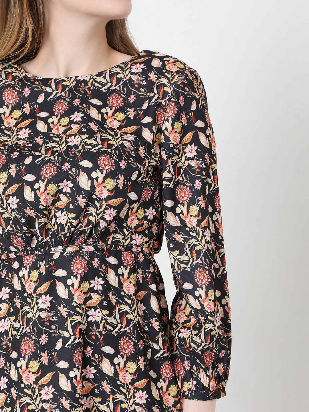 Black Floral Midi Dress