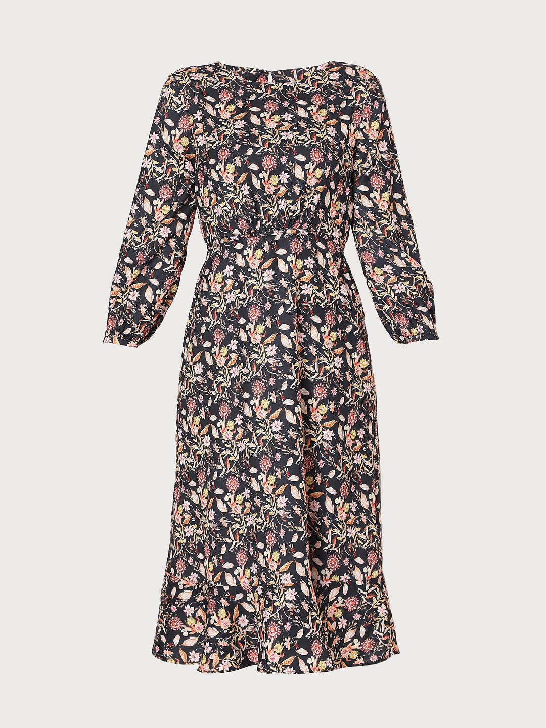 Black Floral Midi Dress