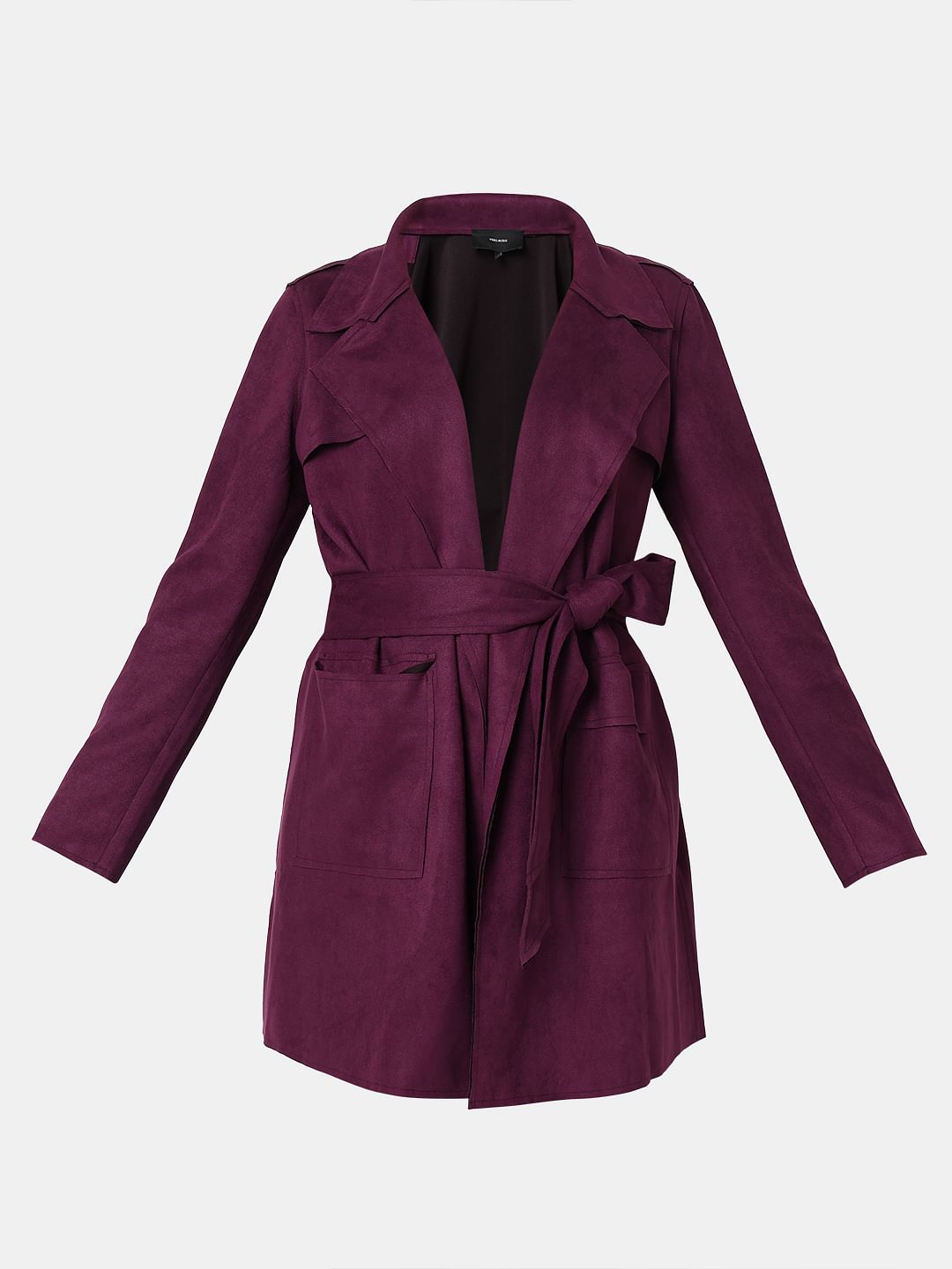 Purple Faux Suede Mid Length Jacket